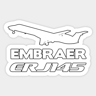 Embraer ERJ145 Silhouette Print (White) Sticker